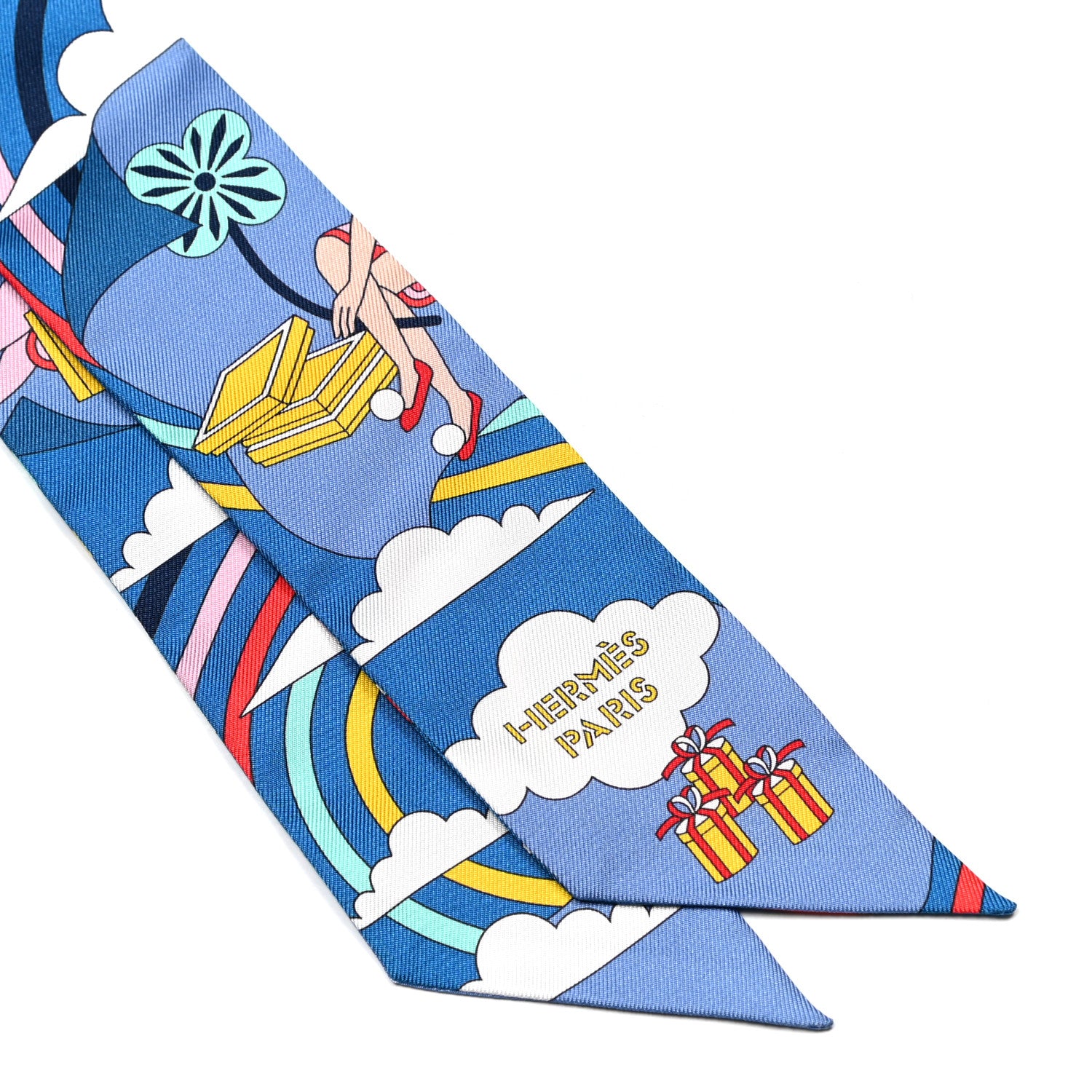 Hermes Silk Carres Volants Twilly Bleu Jaune Vif Multicolor 2 of 4