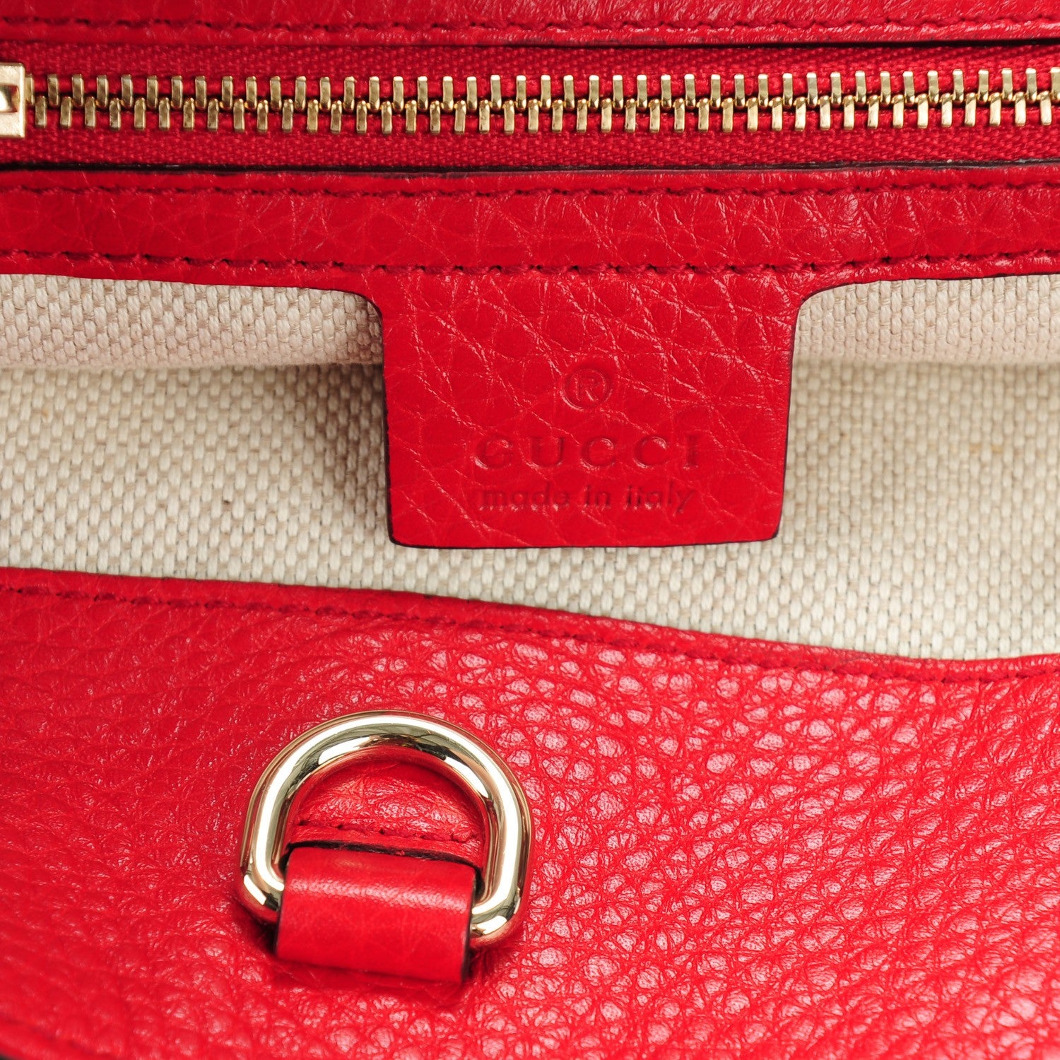 Gucci Pebbled Calfskin Medium Soho Chain Shoulder Bag Red 6 of 7