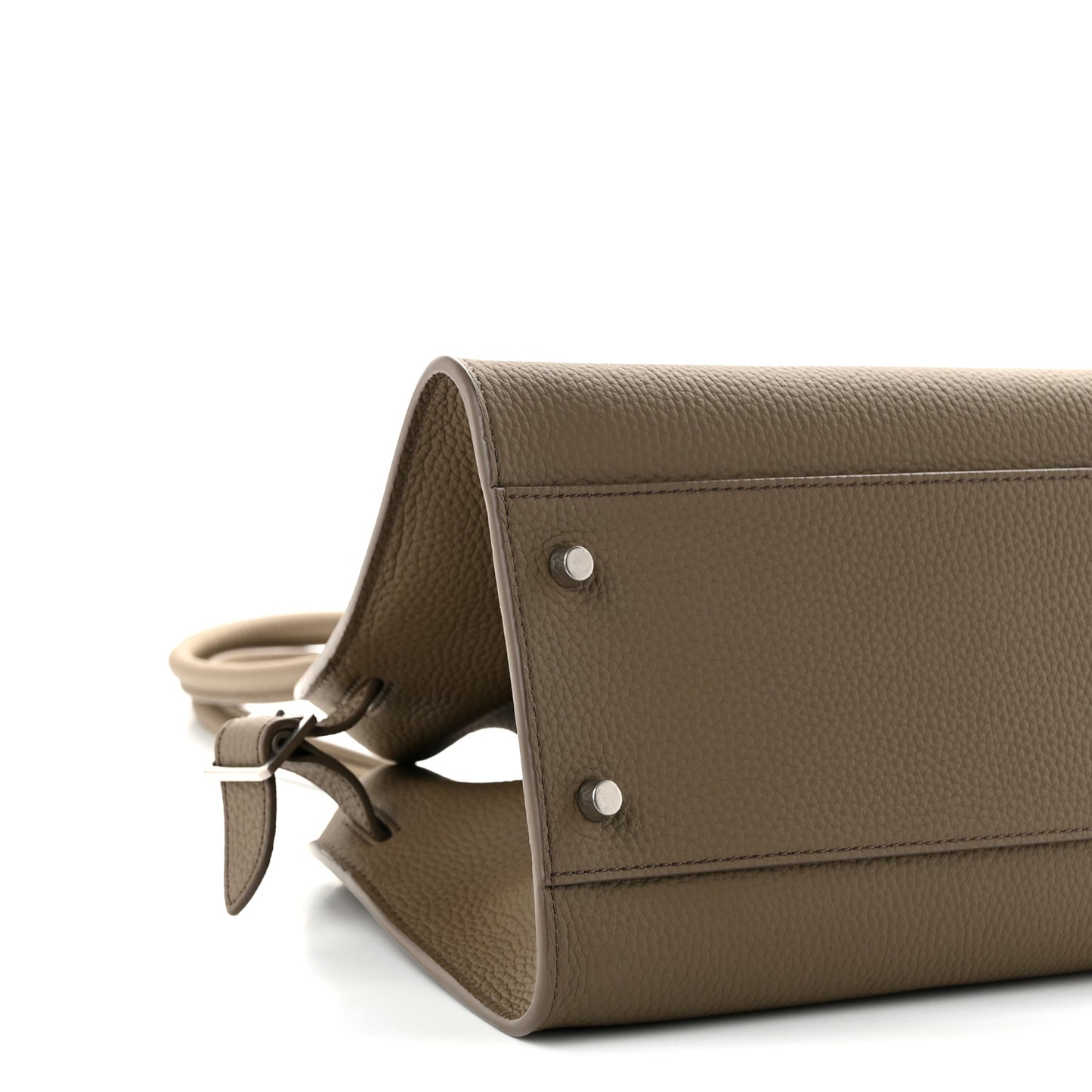 Matte Grained Calfskin Margaux Shoulder 12  Dark Taupe