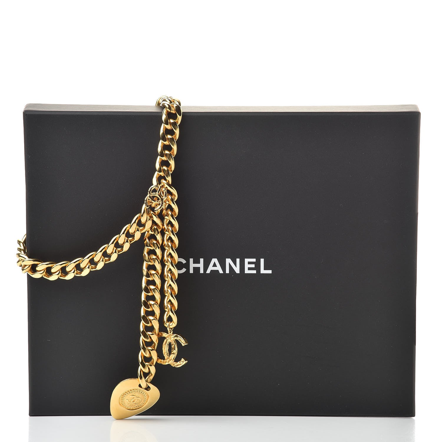 Chanel Metal Chain Link CC Pendant Choker Necklace Gold 5 of 5