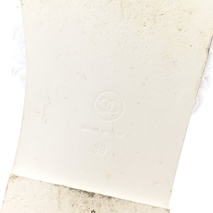 Chanel Raffia Crystal CC Mules Sandals 39 White 7 of 10