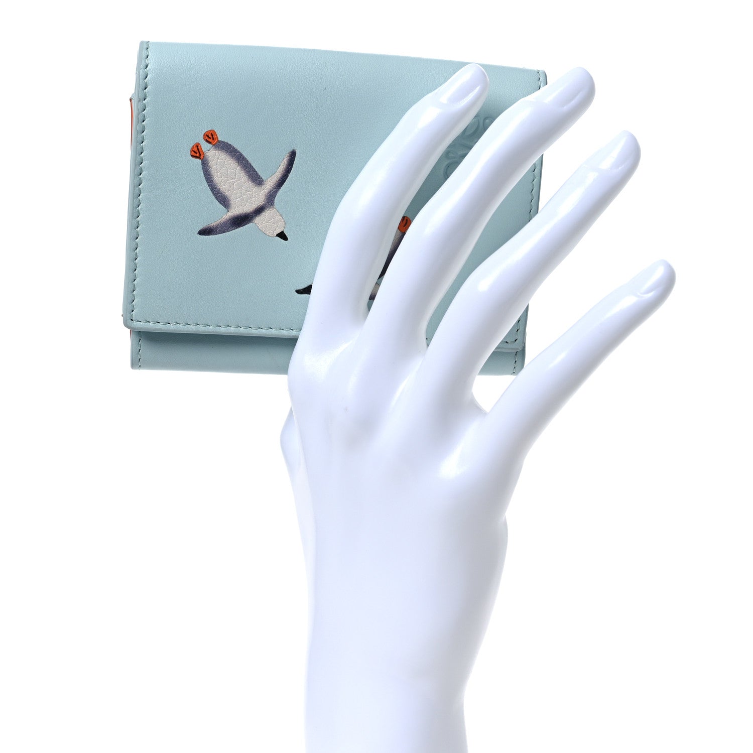 Loewe X SUNA FUJITA Nappa Penguin Trifold Wallet Blue Ice 2 of 11