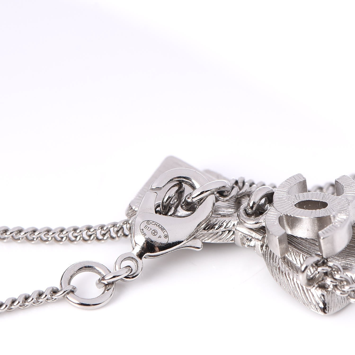 Chanel Crystal CC Bow Necklace Silver Black 5 of 6