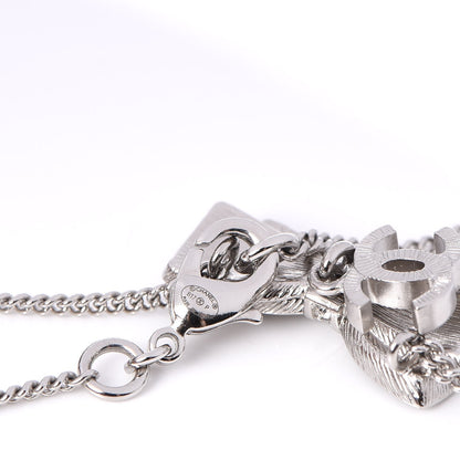 Chanel Crystal CC Bow Necklace Silver Black 5 of 6
