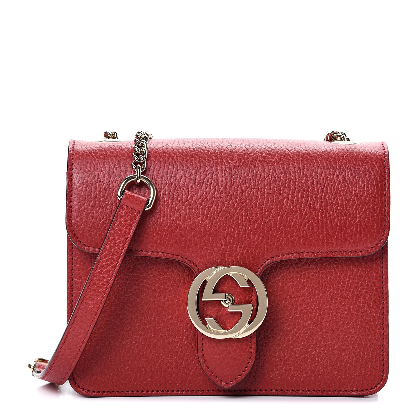Dollar Calfskin Small Interlocking G Shoulder Bag Red
