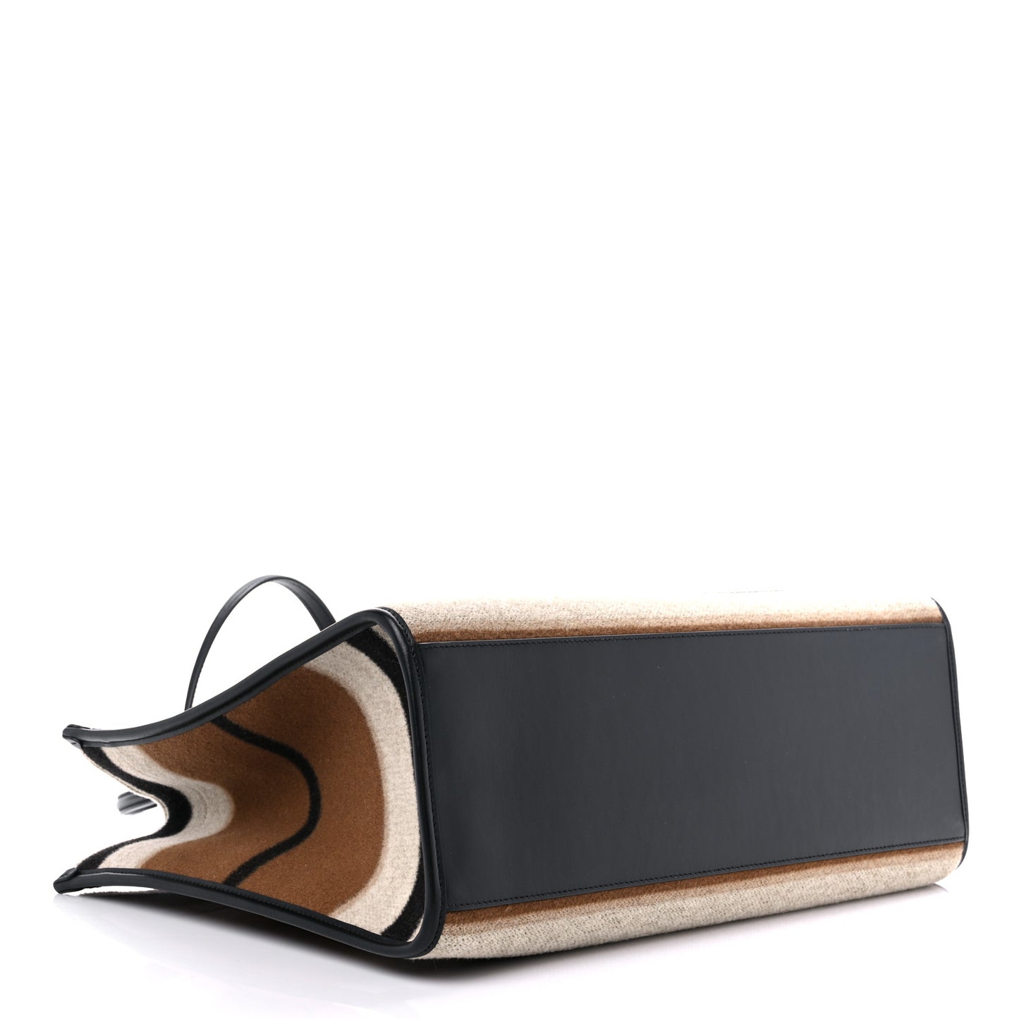 Wool Calfskin Medium Striped Freya Tote Brown