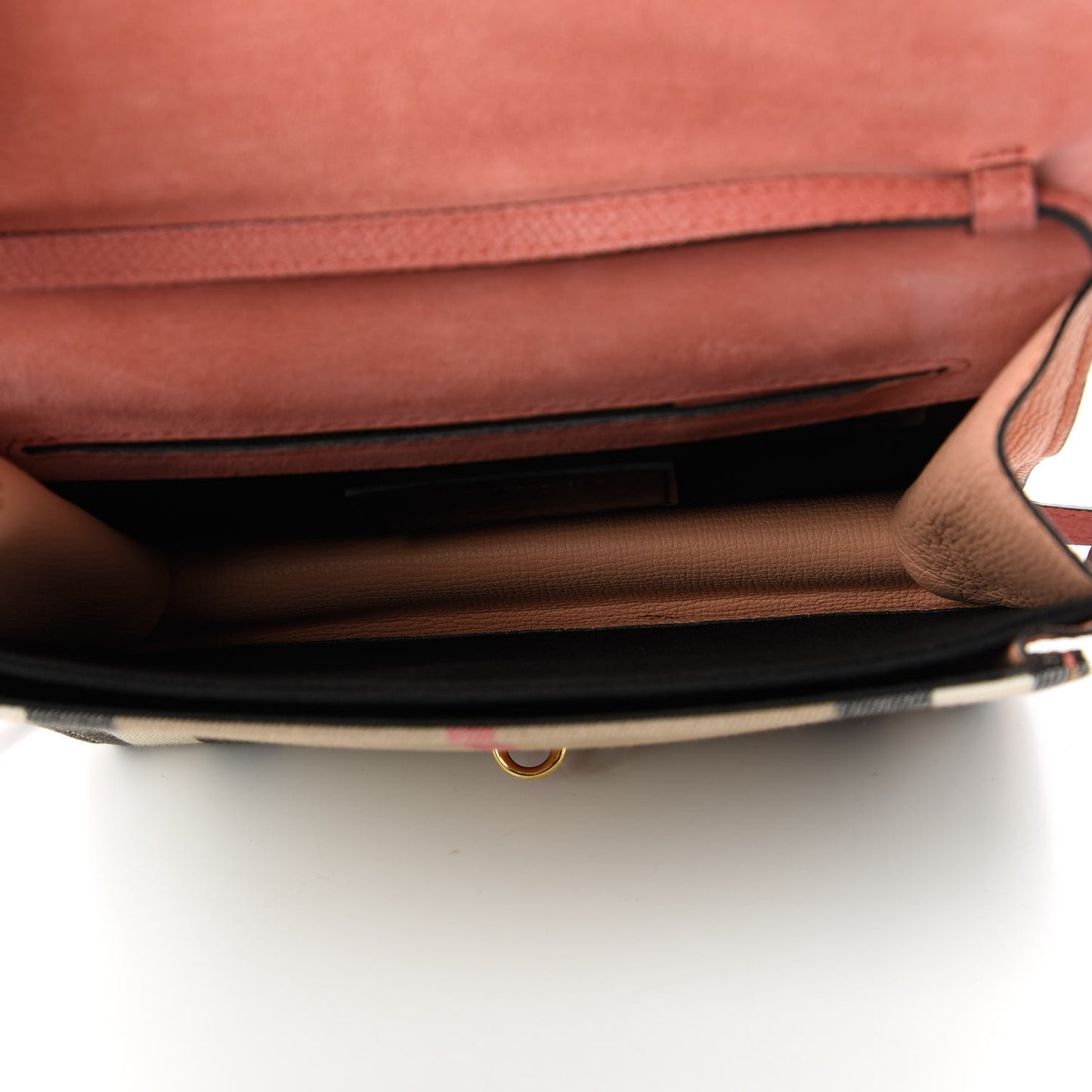 Derby Calfskin House Check Small Macken Crossbody Bag Copper Pink