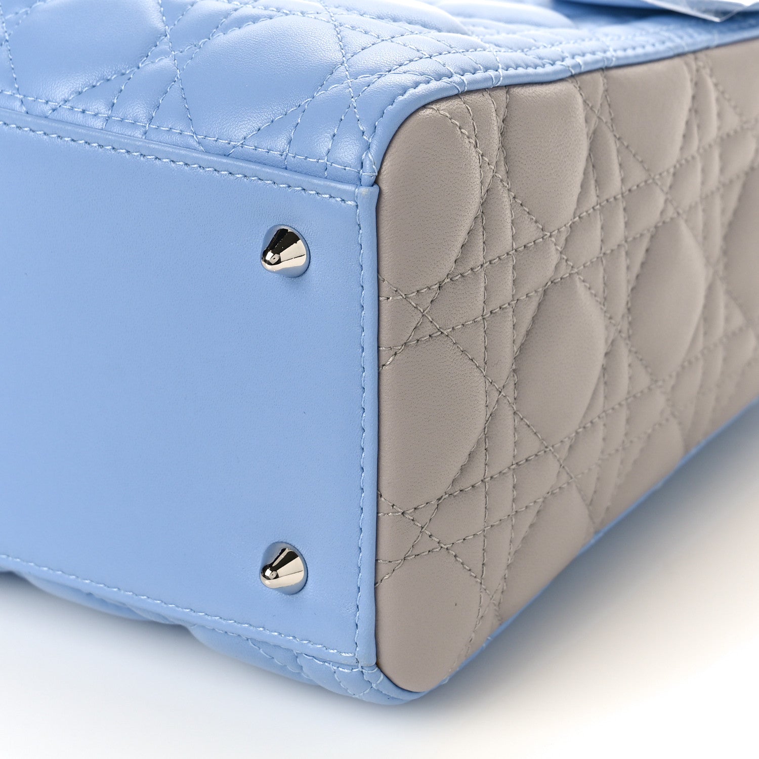 Christian Dior Lambskin Cannage Medium Bi-Color Lady Dior Blue Gray 8 of 8