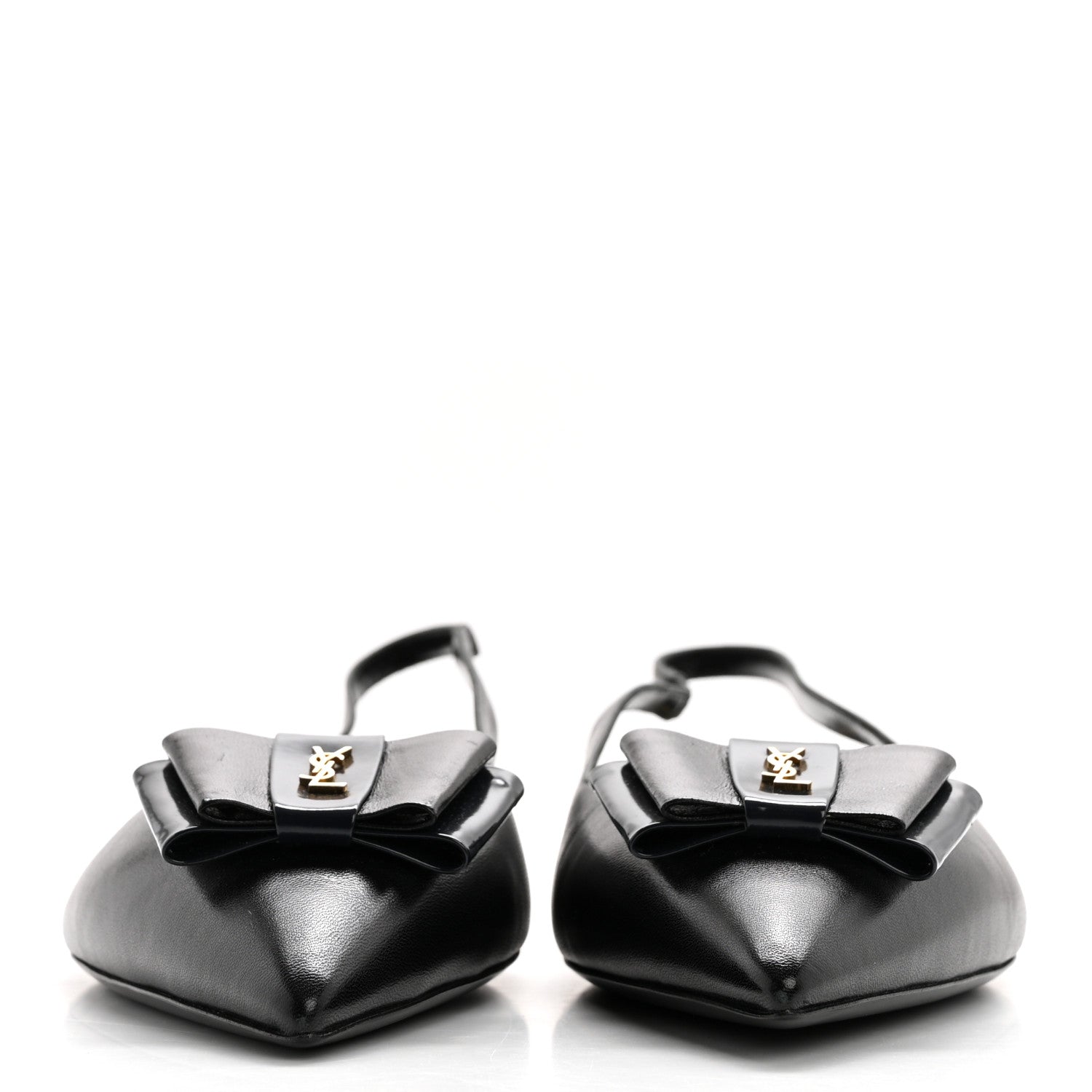 Saint Laurent Patent Smooth Lambskin Anais Slingback Flats 40.5 Navy Black 2 of 9