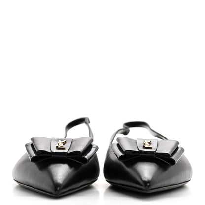 Saint Laurent Patent Smooth Lambskin Anais Slingback Flats 40.5 Navy Black 2 of 9