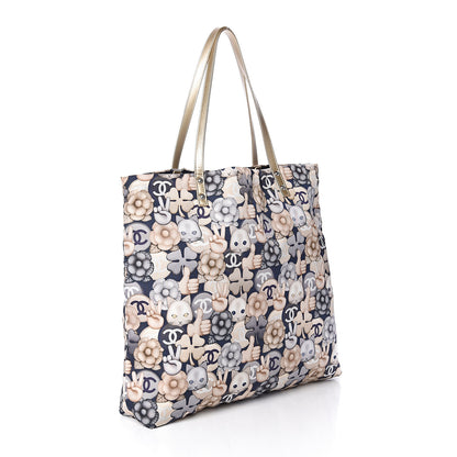 Chanel Nylon Cat Emoticon Tote Navy Gold 2 of 9