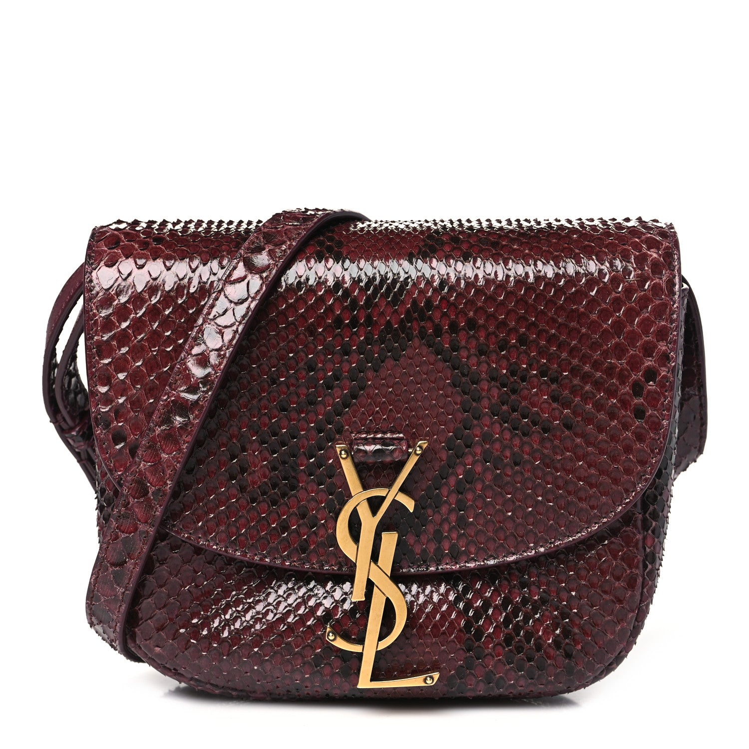 Saint Laurent Snakeskin Small Kaia Satchel Burgundy 1 of 10