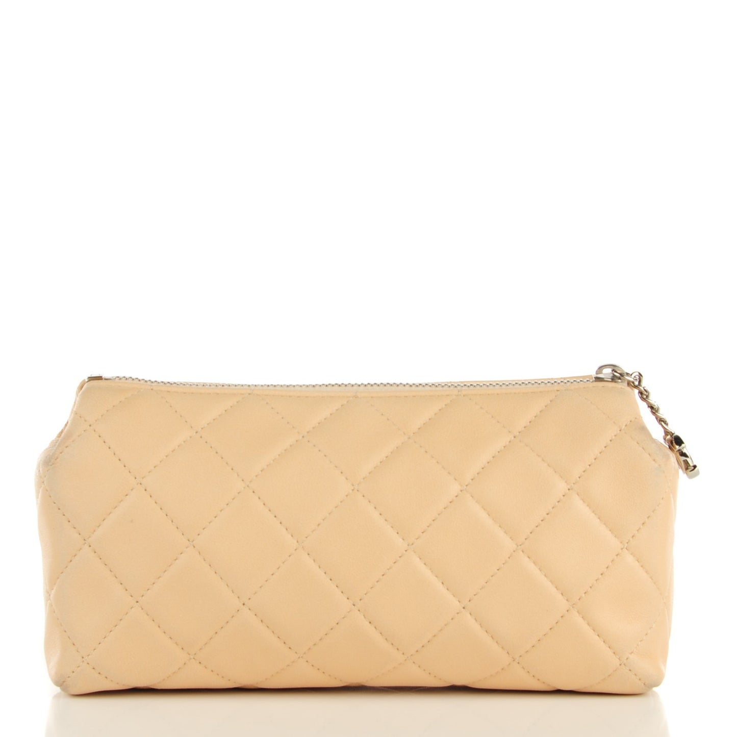 Lambskin Quilted Cosmetic Case Beige