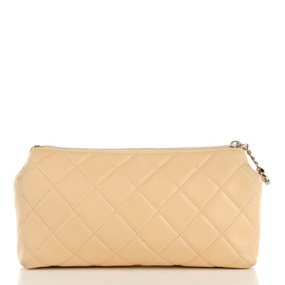 Chanel Lambskin Quilted Cosmetic Case Beige 1 of 11