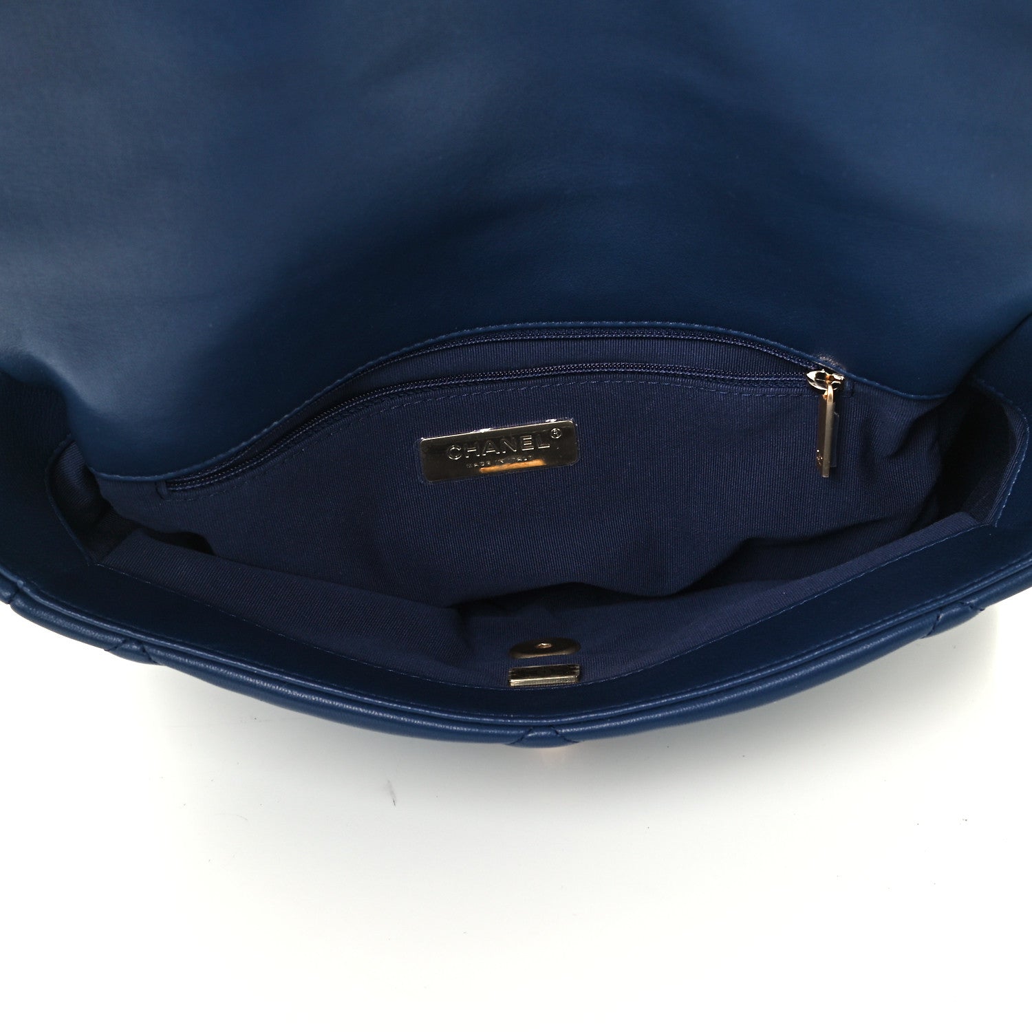 Chanel Lambskin Quilted Large Chanel 19 Flap Navy Blue 5 of 10