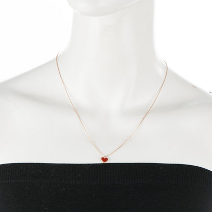 Van Cleef & Arpels 18K Rose Gold Carnelian Sweet Alhambra Heart Pendant Necklace 2 of 5