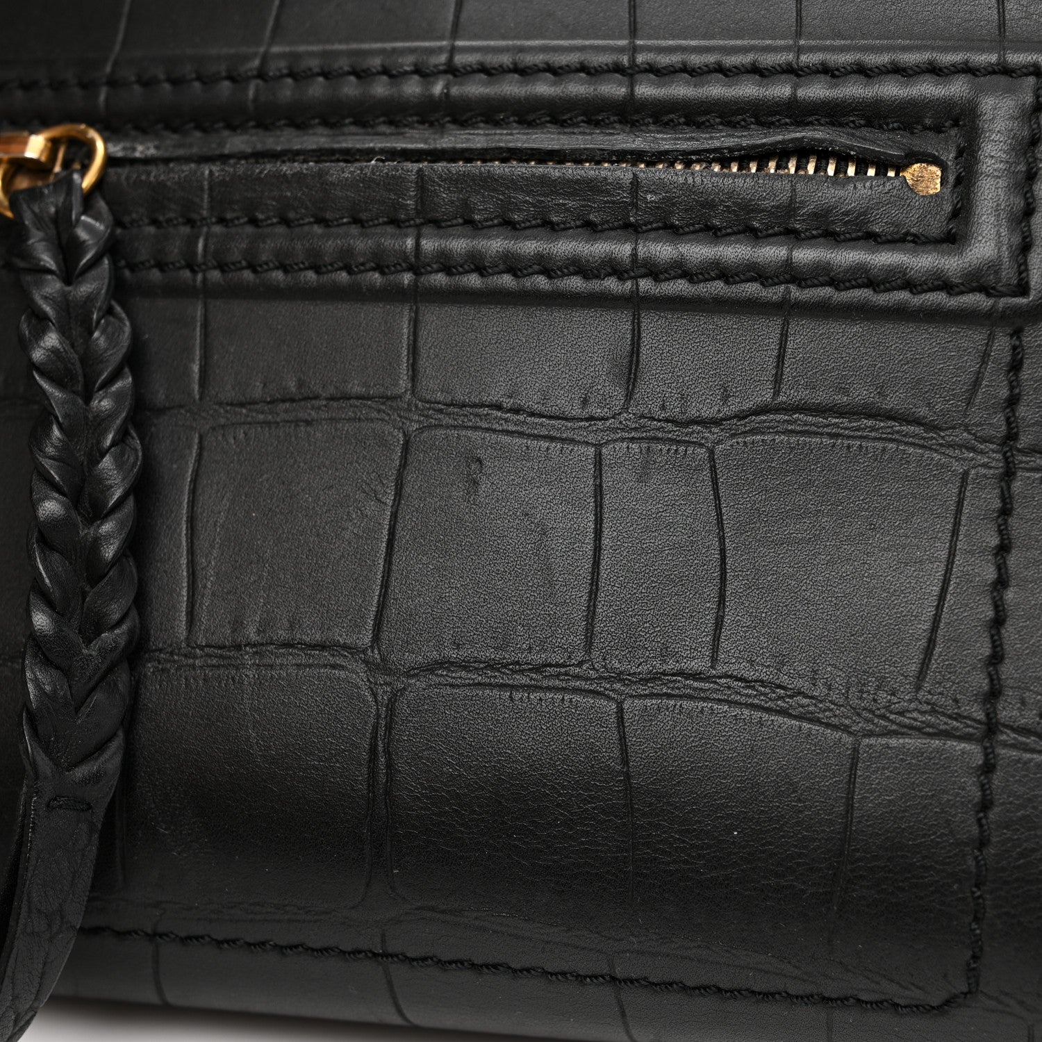 Celine Calfskin Crocodile Embossed Medium Phantom Luggage Black 16 of 17