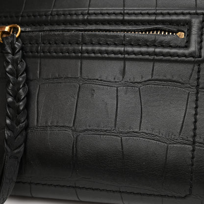 Celine Calfskin Crocodile Embossed Medium Phantom Luggage Black 16 of 17