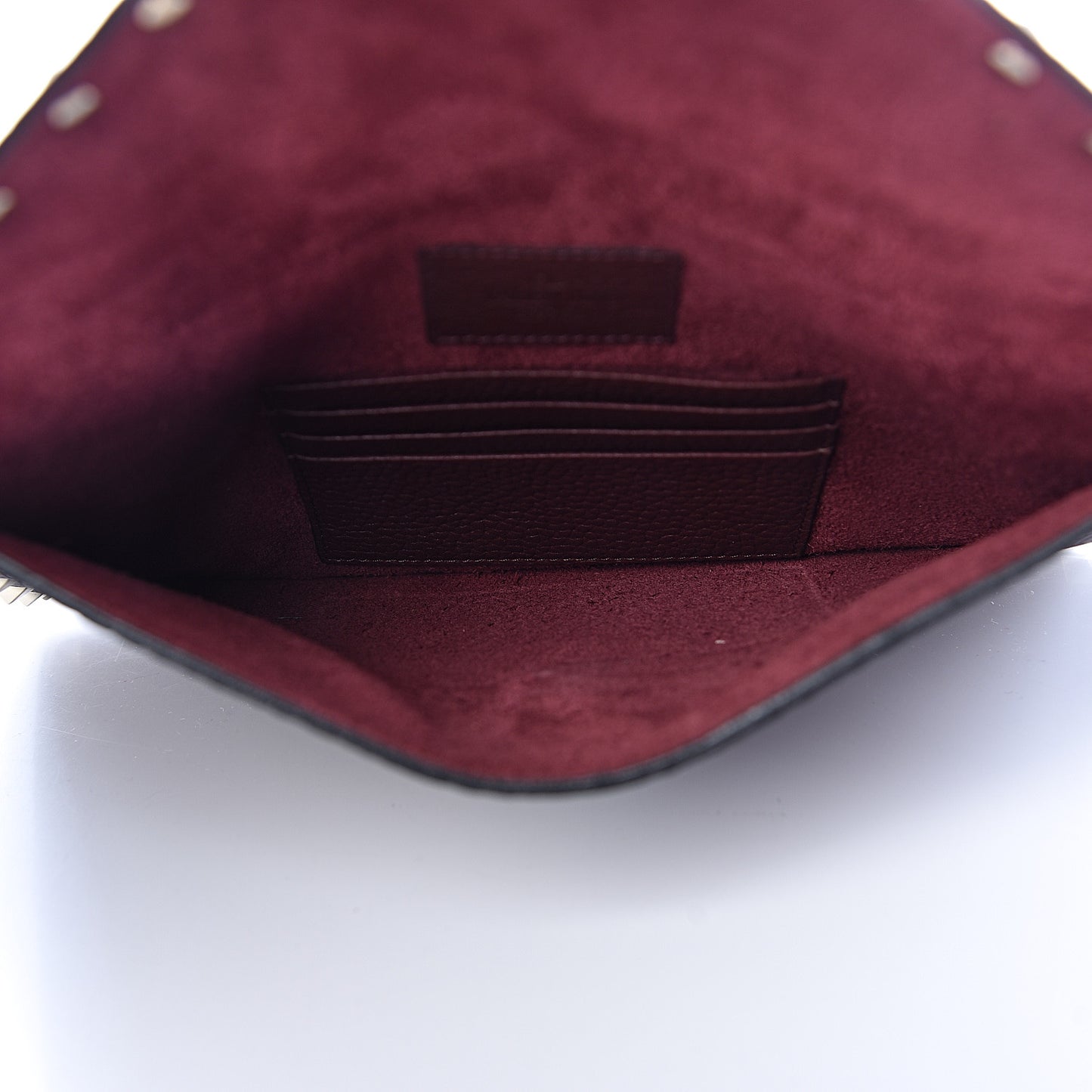 Pebbled Calfskin Medium Rockstud Envelope Flat Wristlet Pouch Rubin