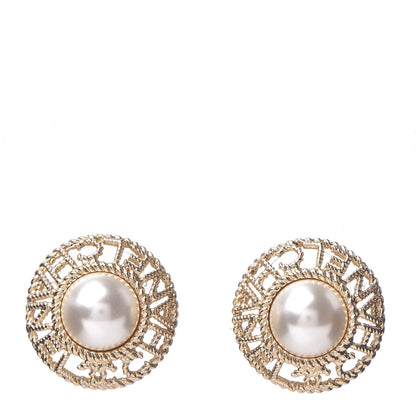 Chanel Pearl CC Round Rope Logo Earrings Gold 1 of 5