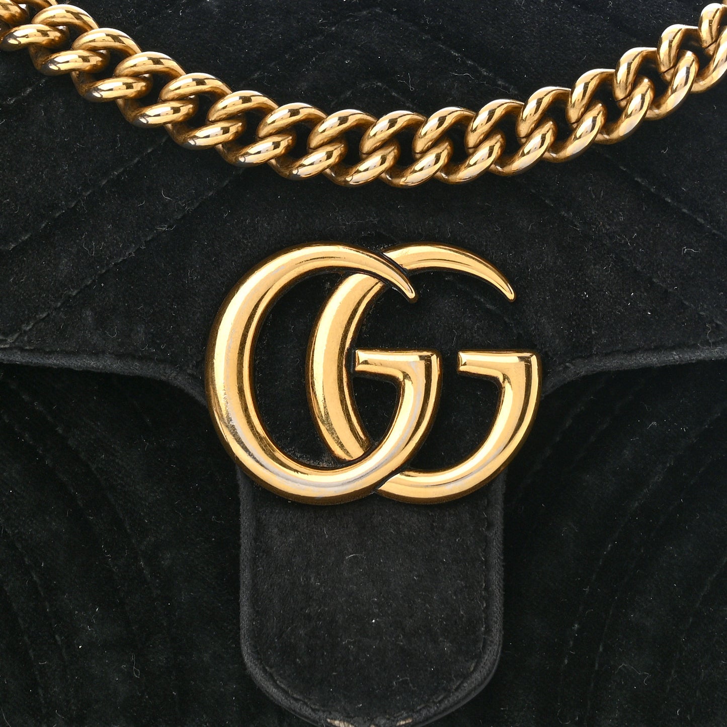 Velvet Matelasse Mini GG Marmont Shoulder Bag Black