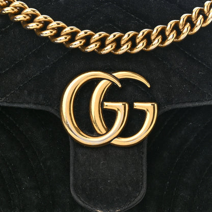 Gucci Velvet Matelasse Mini GG Marmont Shoulder Bag Black 8 of 13