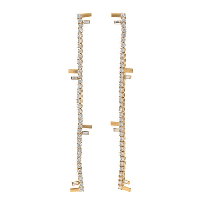 Fendi Metal Crystal Fendi Drop Earrings Gold 1 of 4