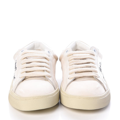 Saint Laurent Distressed Canvas Court Classic Sneakers 36 Panna 2 of 9