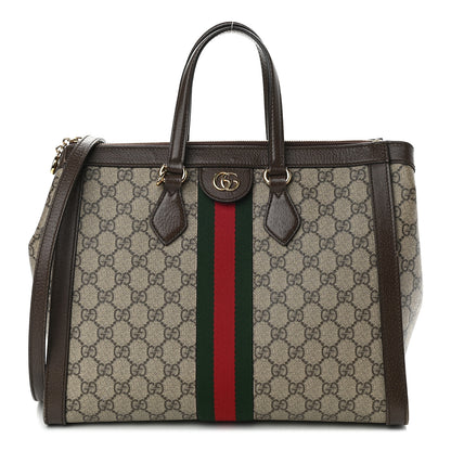Gucci GG Supreme Monogram Web Medium Ophidia Tote Bag Brown 1 of 10