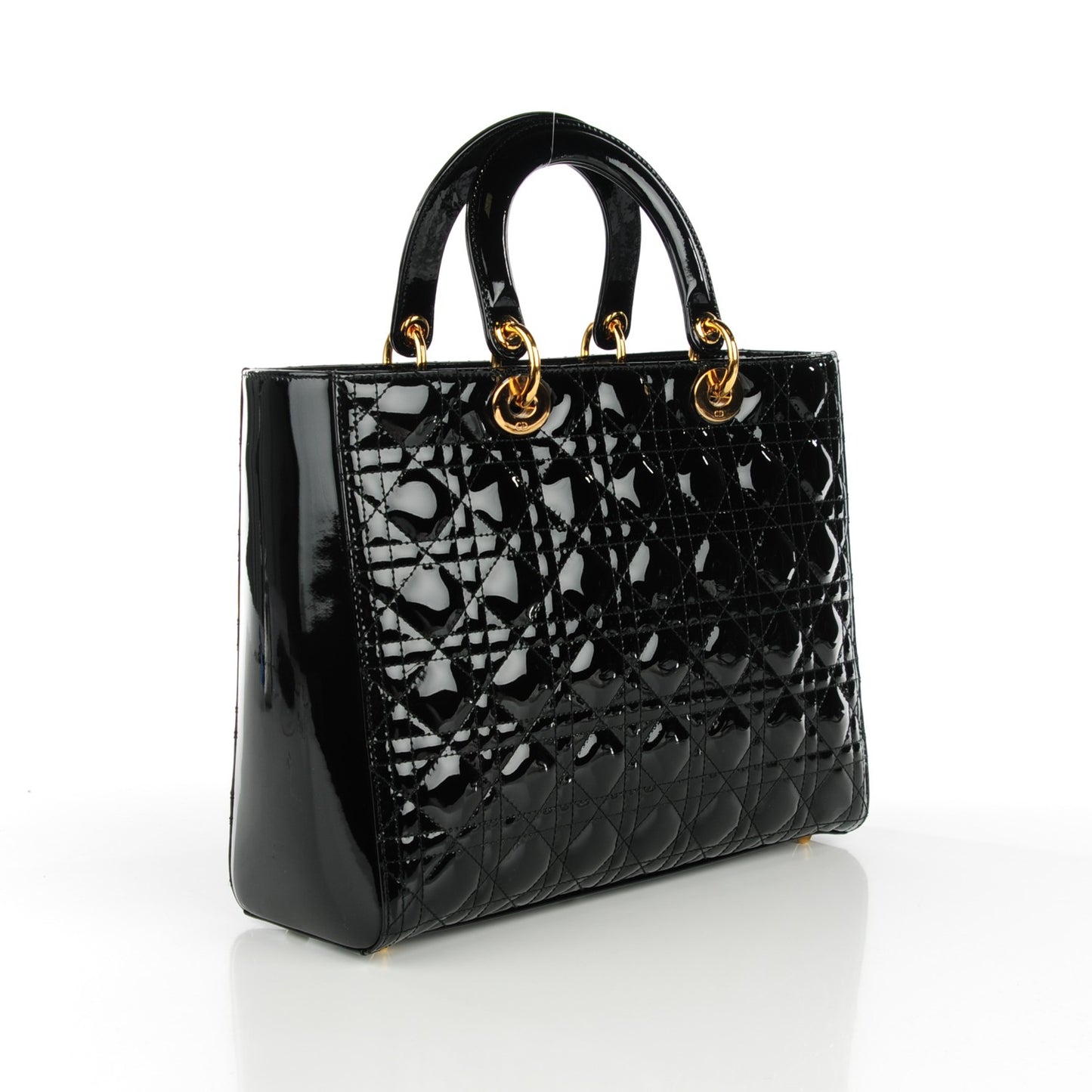 Patent Cannage Large Lady Dior Black