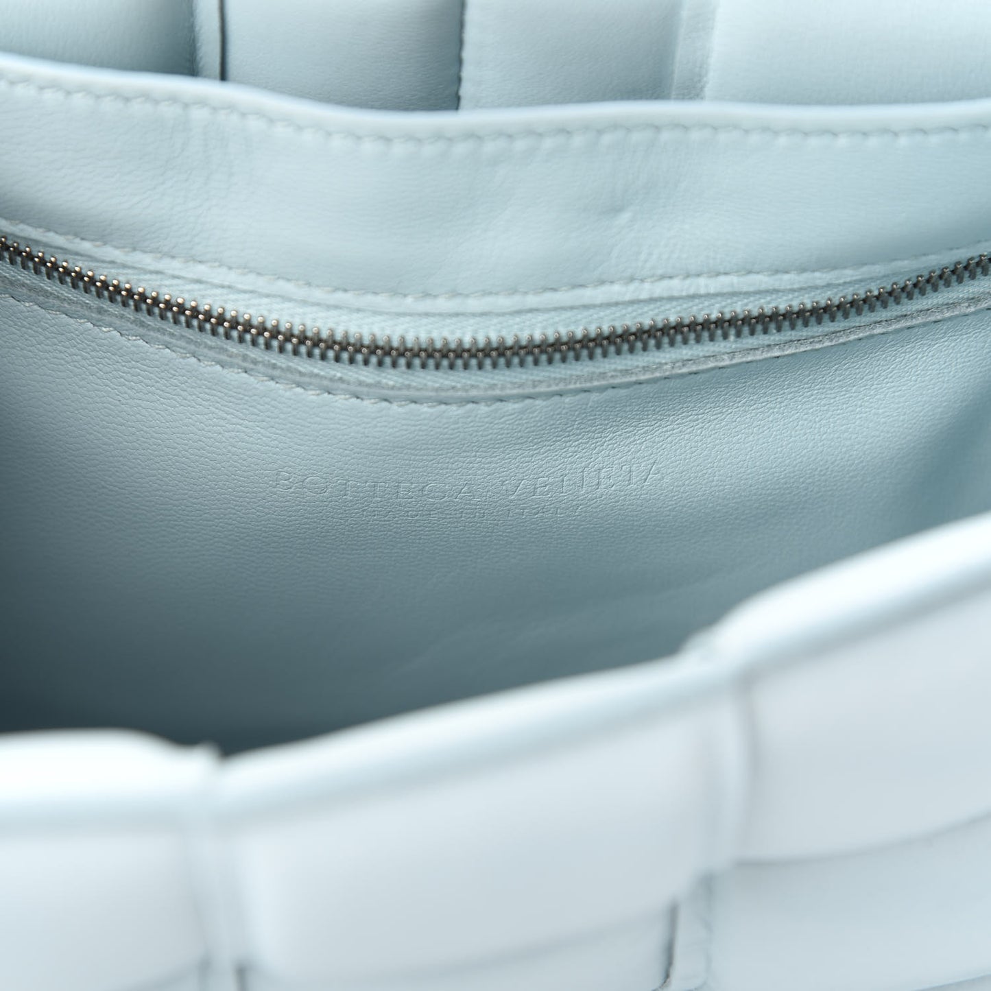 Paper Calfskin Maxi Intreccio Padded Cassette Crossbody Bag Ice