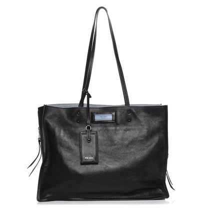 Prada Glace Calf Etiquette Tote Black Astrale 1 of 10
