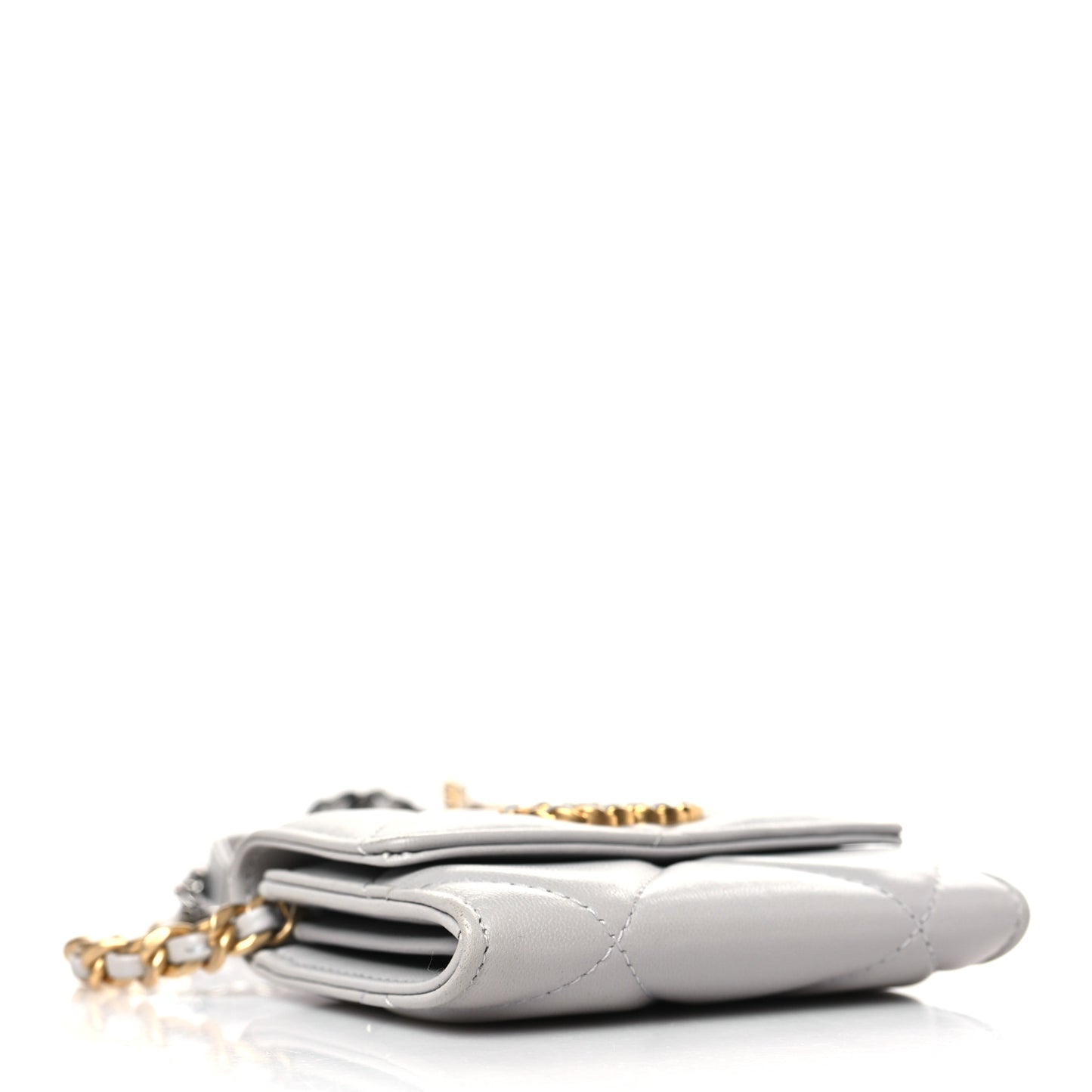 Lambskin Quilted Chanel 19 Flap Belt Bag Grey