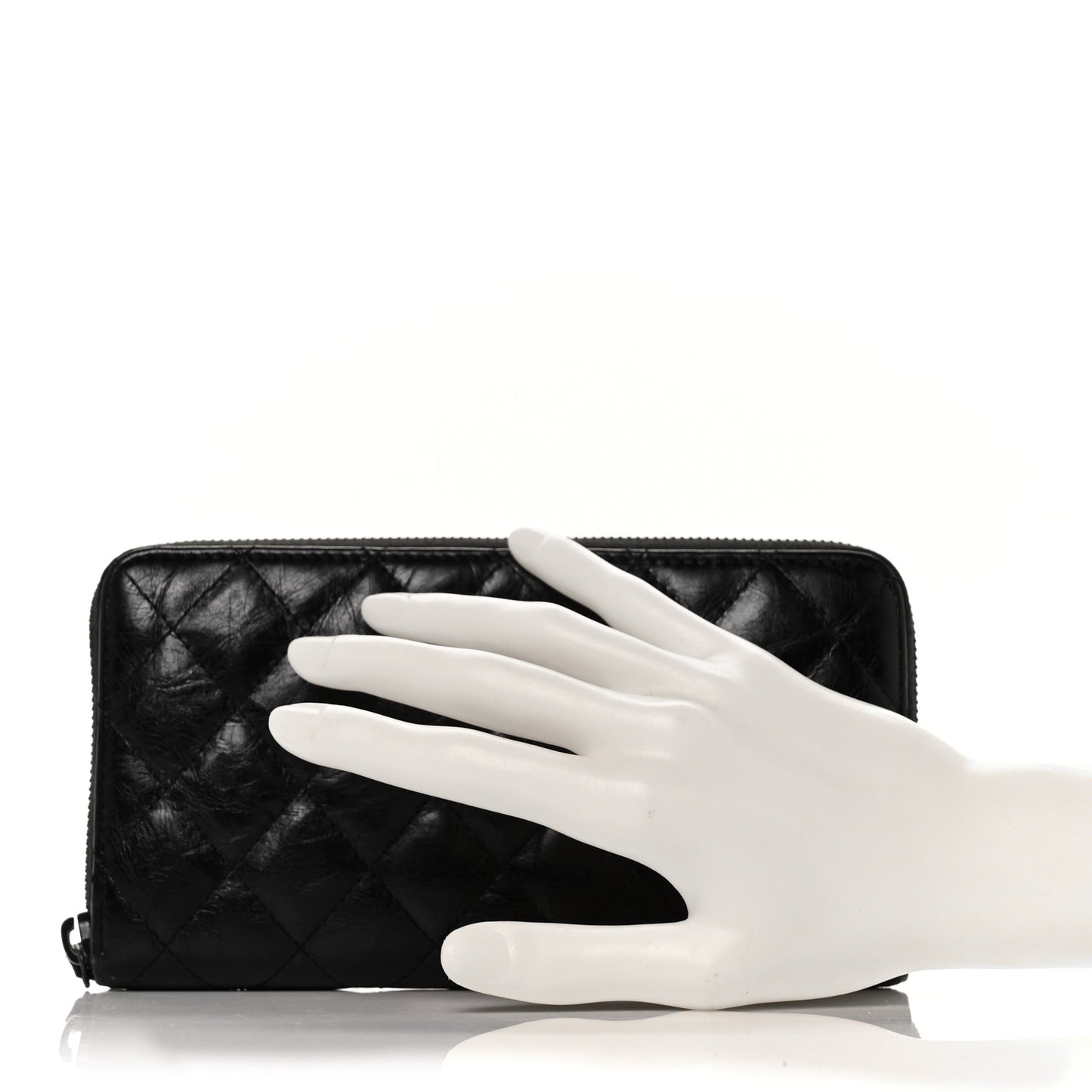 Aged Calfskin Quilted Reissue Large Gusset Zip Around Wallet So Black