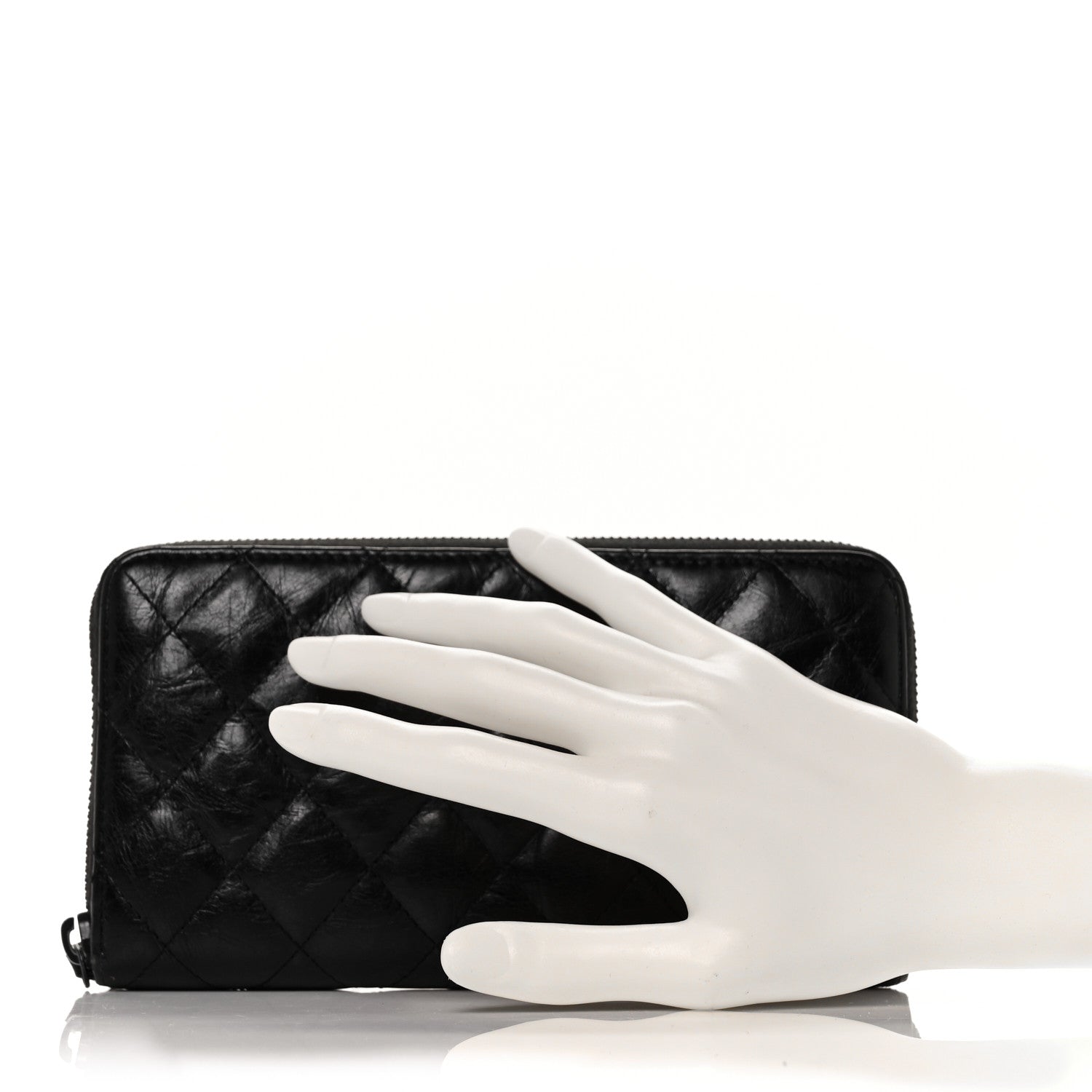 Chanel Aged Calfskin Quilted Reissue Large Gusset Zip Around Wallet So Black 2 of 10