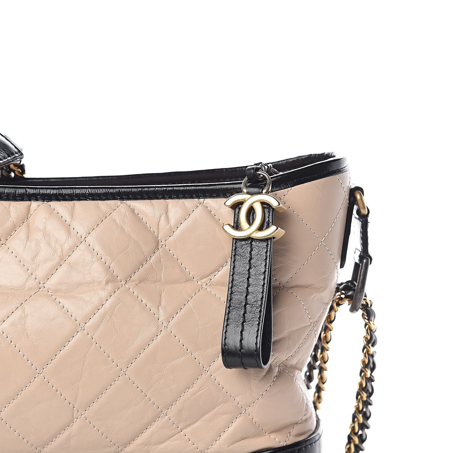 Chanel Aged Calfskin Quilted Medium Gabrielle Hobo Beige Black 8 of 10