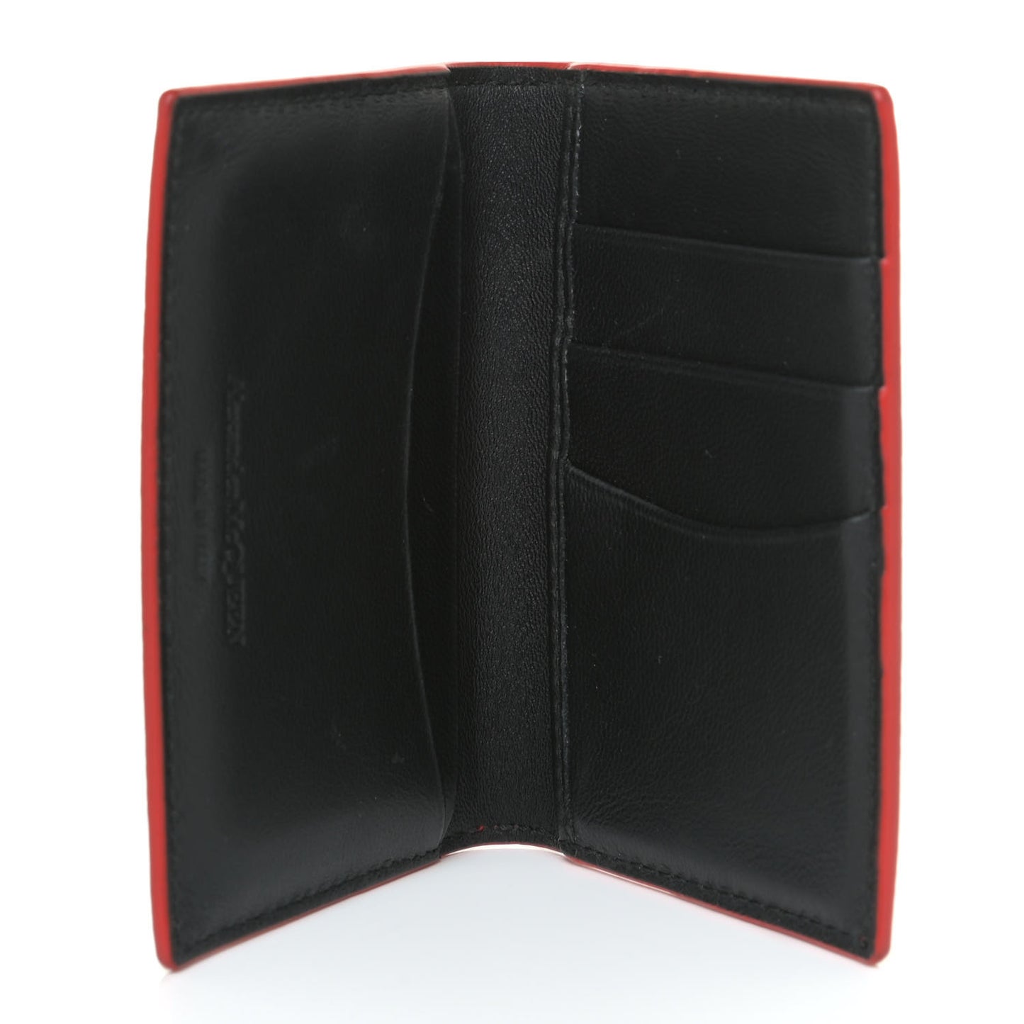 Grained Calfskin Small Skull Pocket Organizer Red