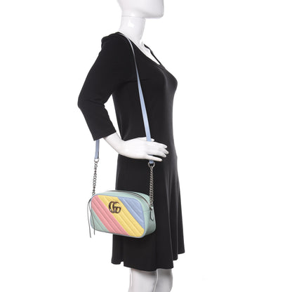 Gucci Calfskin Matelasse Diagonal Small GG Marmont Chain Shoulder Bag Multicolor Pastel 2 of 11