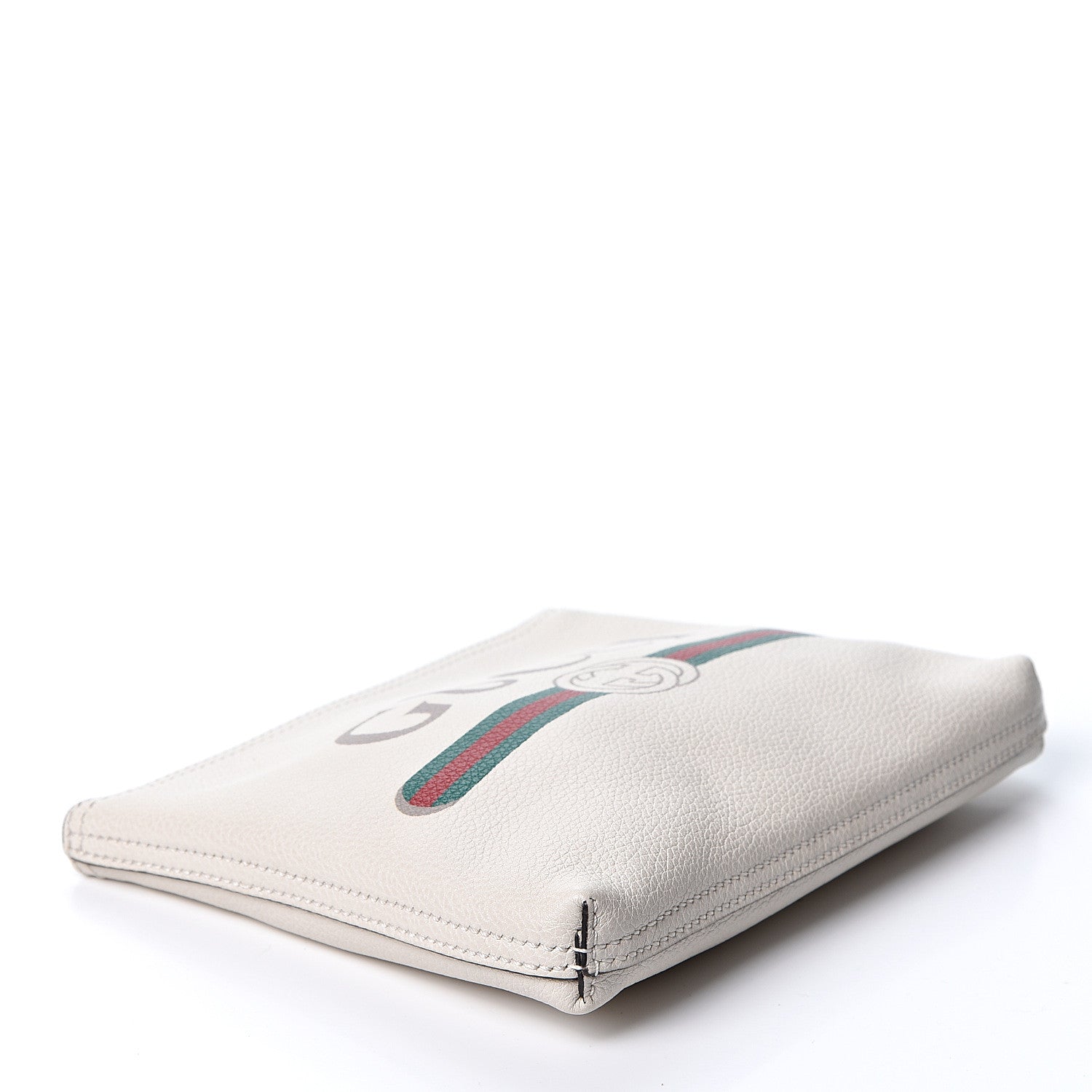 Gucci Pebbled Calfskin Medium Logo Portfolio Clutch White 3 of 8