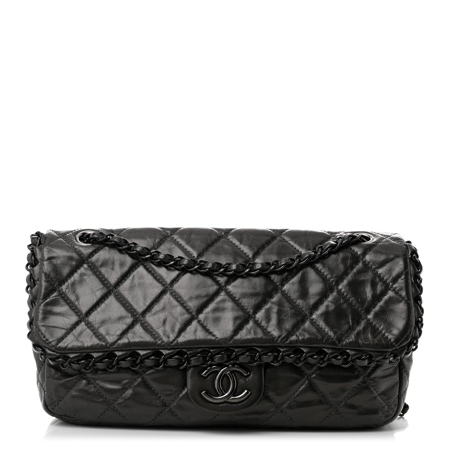 Chanel Metallic Calfskin Quilted Medium Chain Me Flap Grey 1 of 11