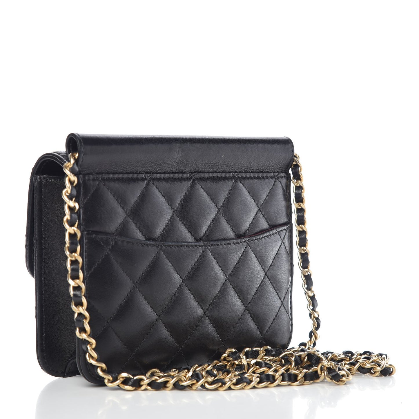 Lambskin Quilted Crossing Times Mini Flap Black