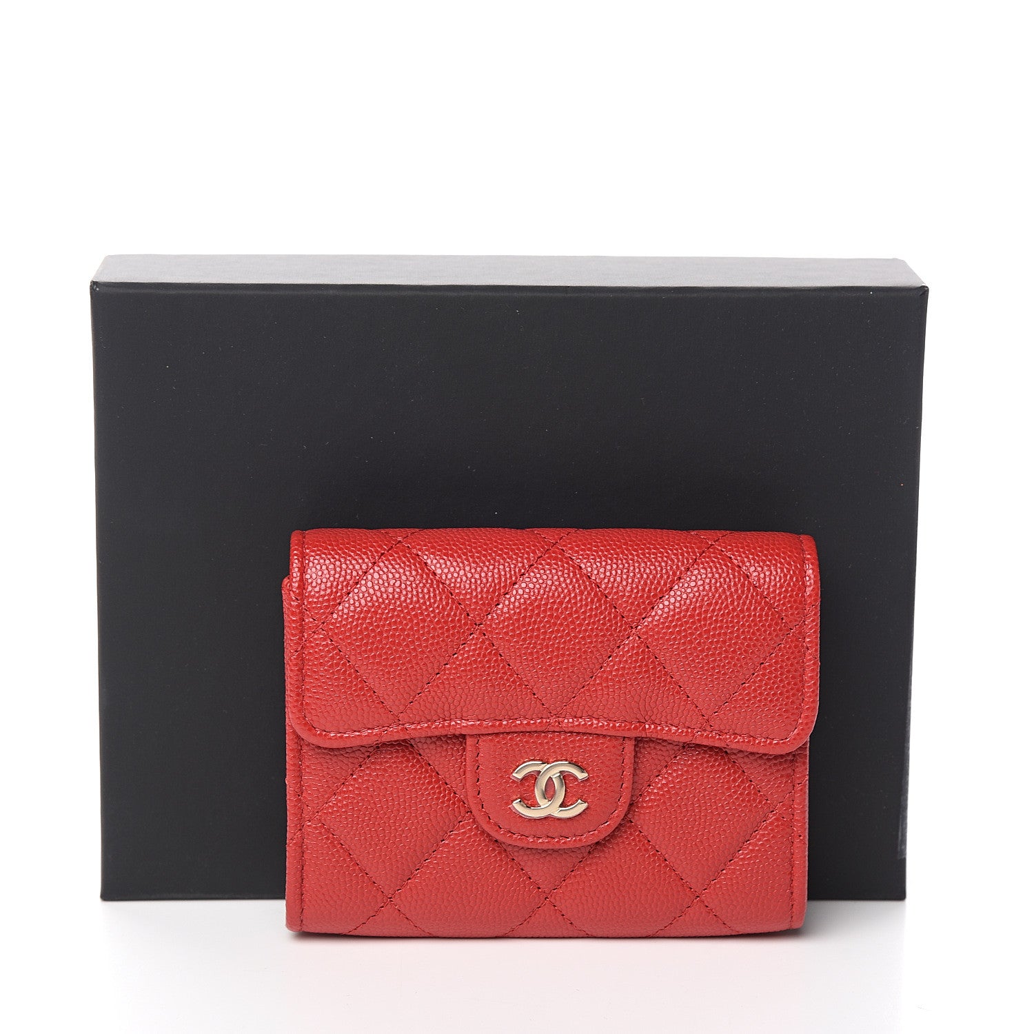 Chanel Caviar Quilted Flap Card Holder Wallet Red 8 of 8