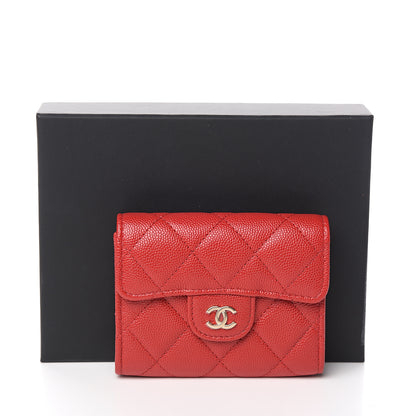 Chanel Caviar Quilted Flap Card Holder Wallet Red 8 of 8