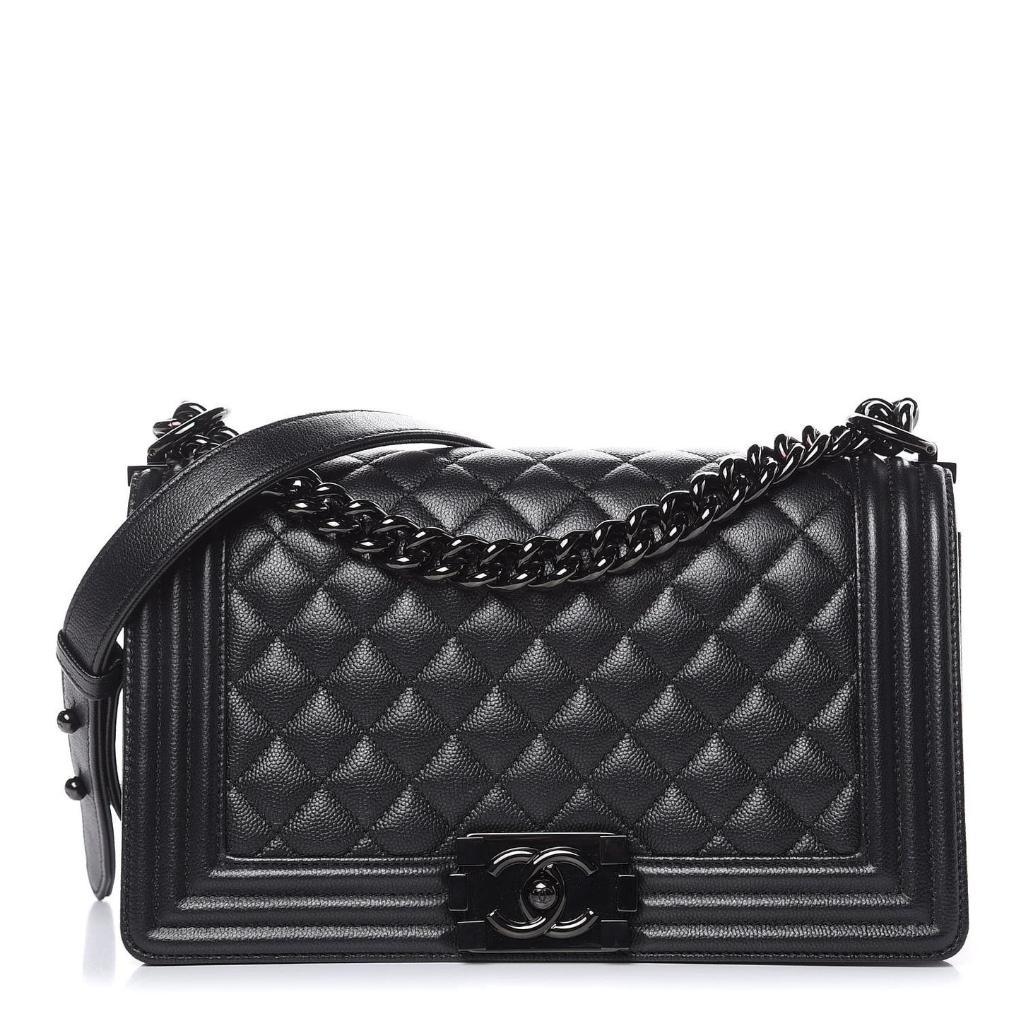 Caviar Quilted Medium Boy Flap So Black