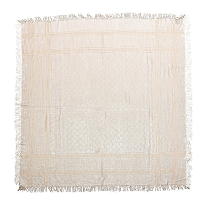 Gucci Wool Silk Monogram Cavendish Fringe Shawl Ivory Gold 1 of 3