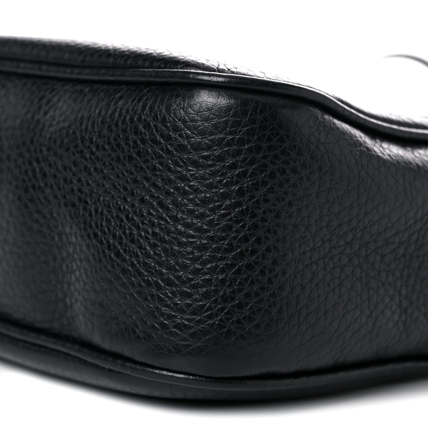 Pebbled Calfskin Small Soho Disco Bag Black