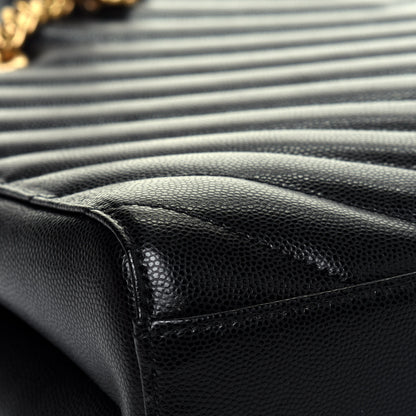 Saint Laurent Grain De Poudre Matelasse Chevron Medium Tribeca Shopping Bag Black 10 of 14
