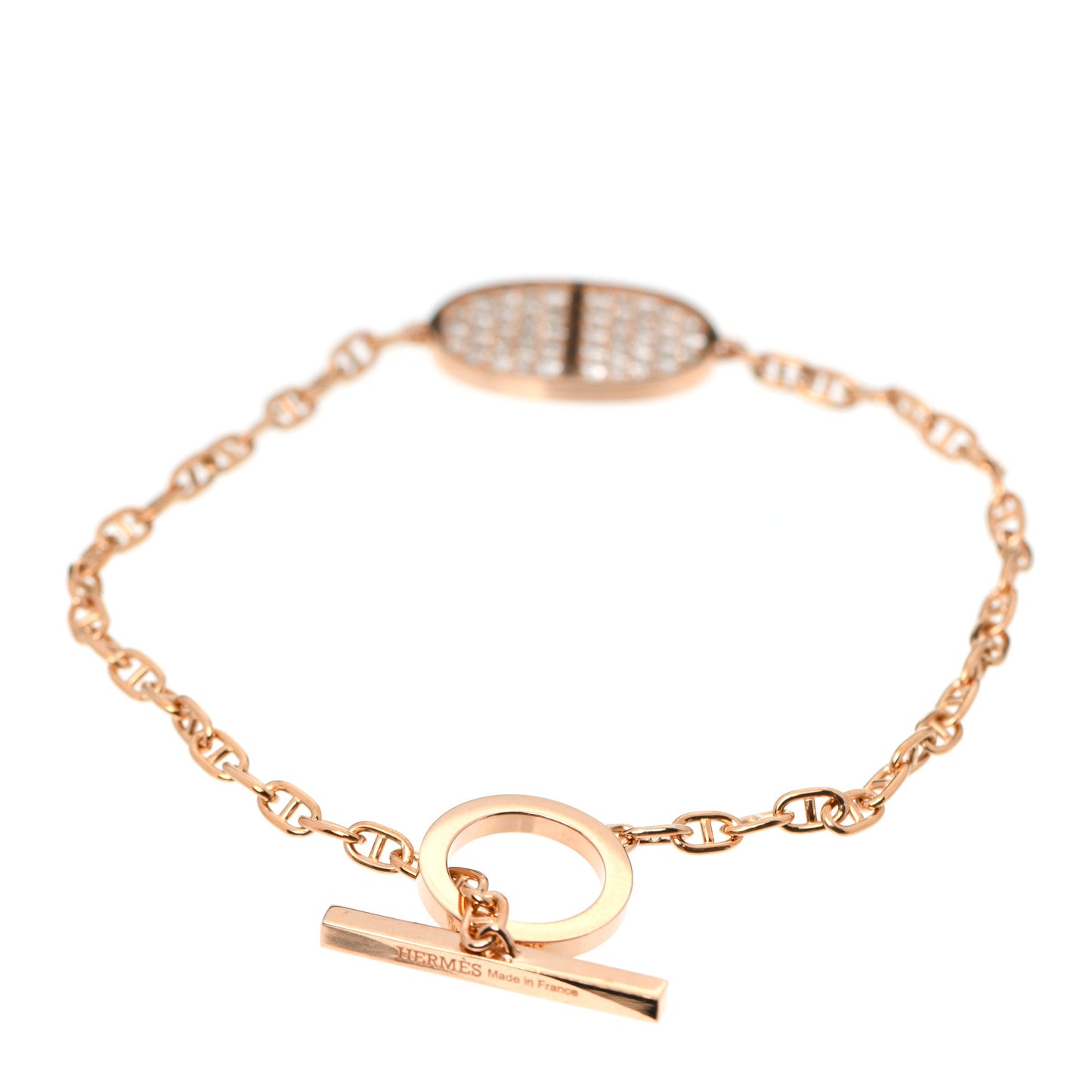 18K Rose Gold Diamond Chaine d'Ancre Verso Bracelet SH