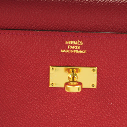 Hermes Epsom Kelly Medium Wallet Rouge Casaque 12 of 16