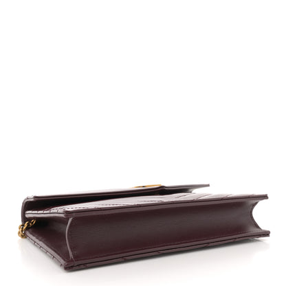 Saint Laurent Patent Calfskin Matelasse Chevron Monogram Envelope Chain Wallet Dark Red Wine 4 of 11